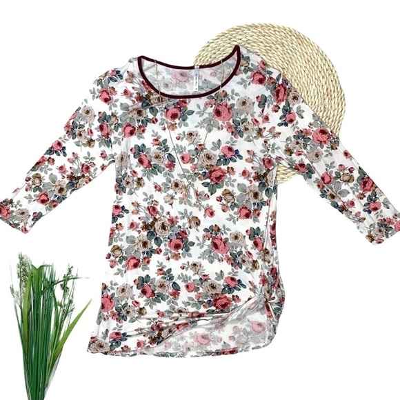 FINAL Acting Pro Multicolor Spring Floral Print 3/4 Sleeve Blouse Top Shirt M - Picture 14 of 14